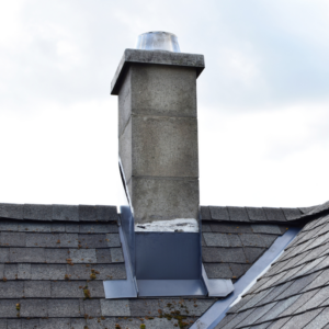 concrete chimney with flashing and chimney cap