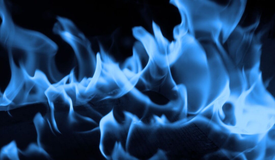 blue flames on a black background