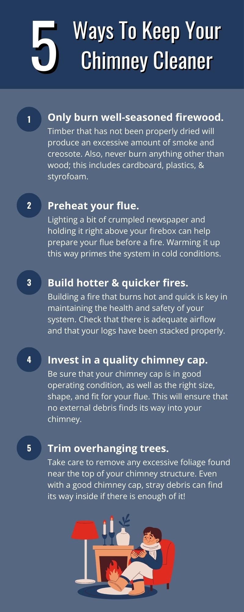 original infographic on ways to keep your chimney cleaner