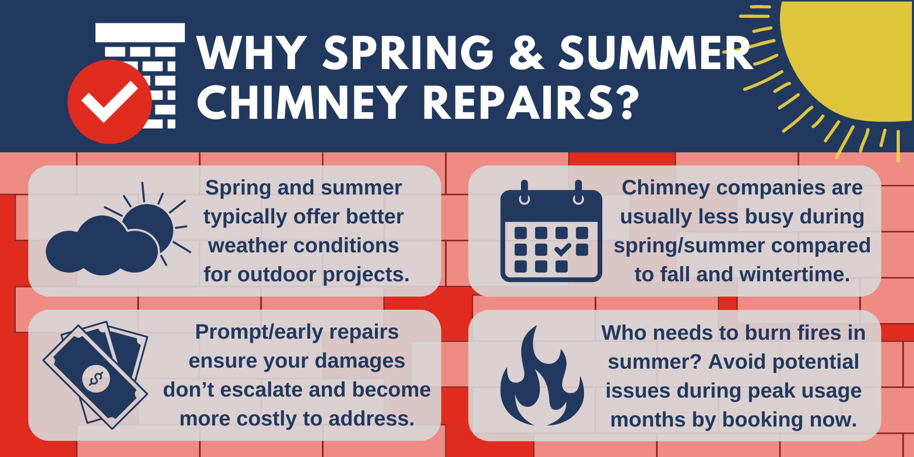 original infographic stating why spring and summer are best for chimney repairs