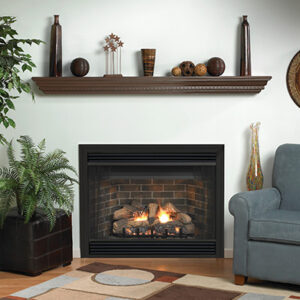 Stock Image - American Hearth - Van Buren Deluxe Fireplace American Hearth - Dunrite Chimney and Stove