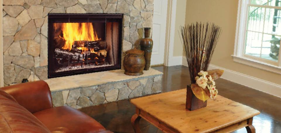 Stock Image - Majestic Designer Series Wood-Burning Fireplace Majestic Wood Fireplace - Dunrite Chimney and Stove