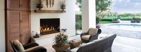 Stock Image - Fire Garden - 4024 Outdoor Linear Gas Fireplaces Fire Garden Gas Fireplace - Dunrite Chimney and Stove