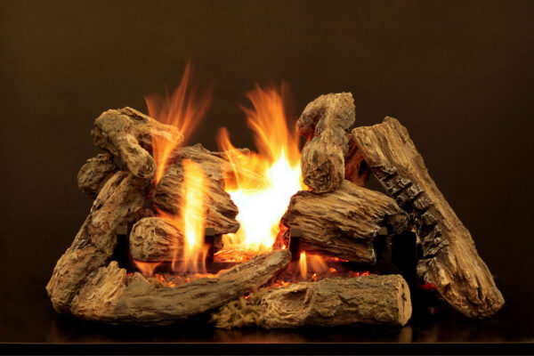Stock Image - American Hearth - Elite Radiant Vented Burners and Matching Log Sets American Hearth - Dunrite Chimney and Stove