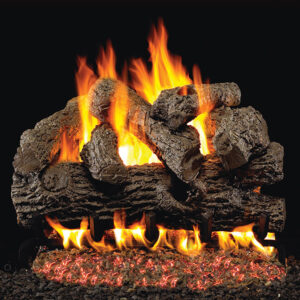 Stock Image - Peterson - Royal English Oak Real Fyre Gas Log Set & Burner - Dunrite Chimney and Stove