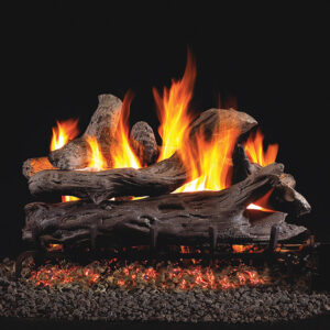 Stock Image - Peterson - Coastal Driftwood Real Fyre Gas Log Set & Burner - Dunrite Chimney and Stove