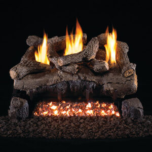 Stock Image - Peterson - Evening Fyre Real Fyre Gas Log Set & Burner - Dunrite Chimney and Stove