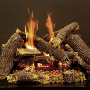 Stock Image - American Hearth - Elite Radiant Vented Burners and Matching Log Sets American Hearth - Dunrite Chimney and Stove