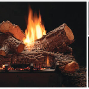 Stock Image - American Hearth - Vent-Free Multi-Sided Slope Glaze Burners and Matching Log Sets American Hearth - Dunrite Chimney and Stove