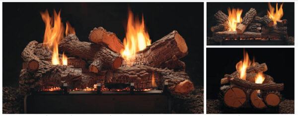 Stock Image - American Hearth - Vent-Free Multi-Sided Slope Glaze Burners and Matching Log Sets American Hearth - Dunrite Chimney and Stove