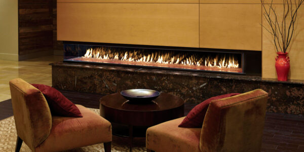 Stock Image - DaVinci Custom Fireplaces - DaVinci Collection - Corner Gas Fireplace DaVinci Gas Fireplace - Dunrite Chimney and Stove