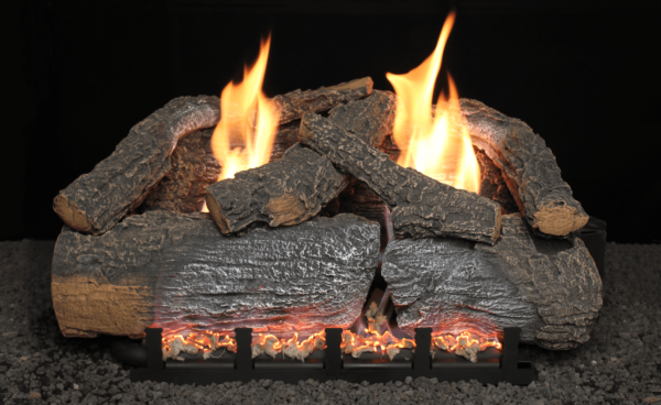 Stock Image - Hargrove Frontier Blaze Gas Log Sets - Dunrite Chimney and Stove